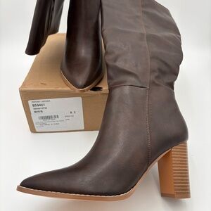 Brown Knee-High Block Heel Boots | New With Box | Size 8.5